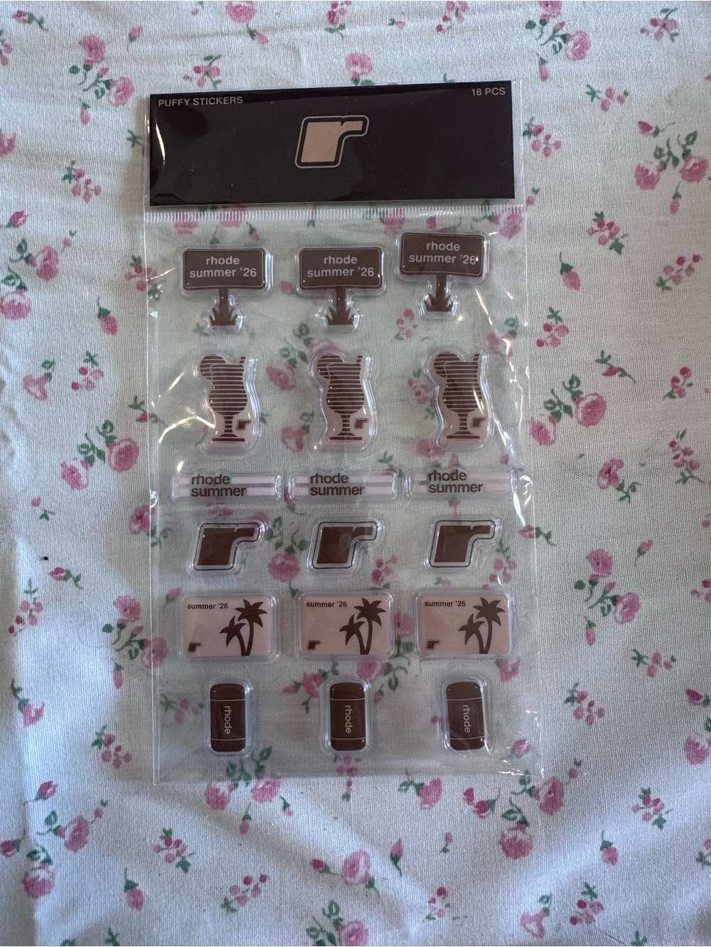 RHODE Pink and Brown Puffy Sticker Sheet